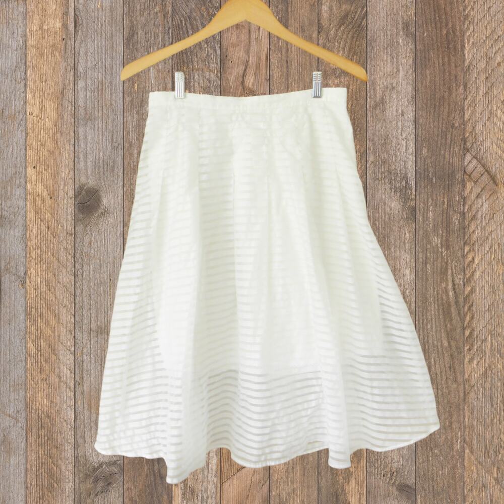Anthropologie Leifsdottir Shadow Stripe Midi Skirt in Whte Size 6 - Picture 9 of 11